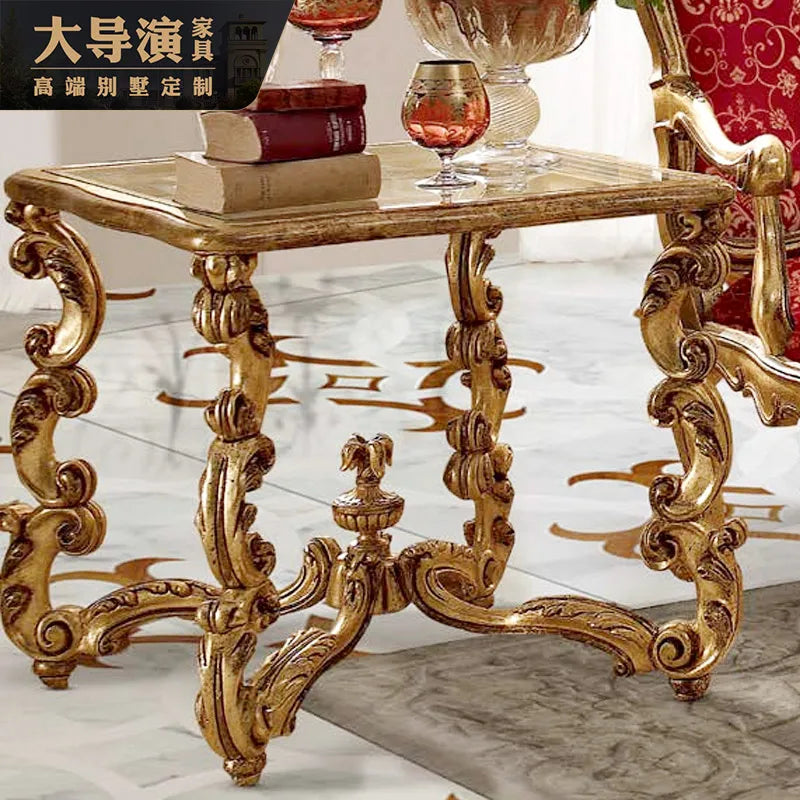 Romantic French all-solid wood carved sofa combination luxury villa furniture European living room custom large-sized sofa