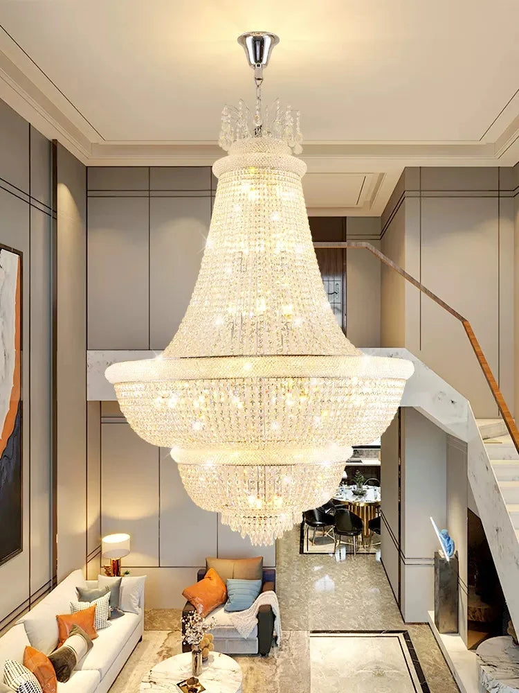 Romantic K9 Crystal Chandelier Lights Fixture American Modern Luxury Chandelier European Home Villa Stair Hall Lobby Droplight