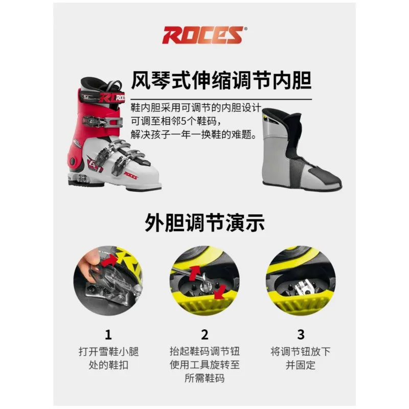 лыжные палки Rossignol France GOLDEN ROOSTER Children's Skis Double Board Set Full Set Skiing Boots Youth Ski Equipment