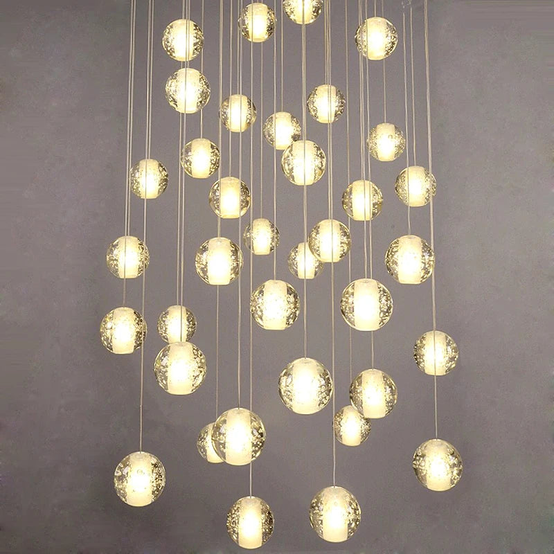 Round/Rectangular/Square Crystal Led Chandelier Modern Spiral Loft Staircase Living Room Bedroom Villa Decorative Hanging Light