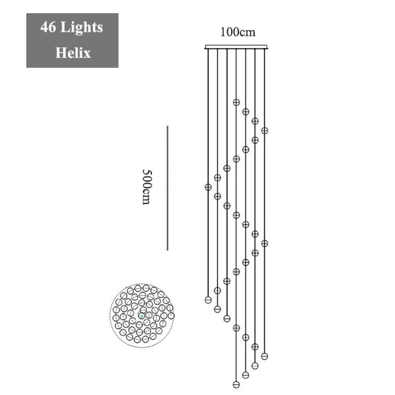 Round/Rectangular/Square Crystal Led Chandelier Modern Spiral Loft Staircase Living Room Bedroom Villa Decorative Hanging Light