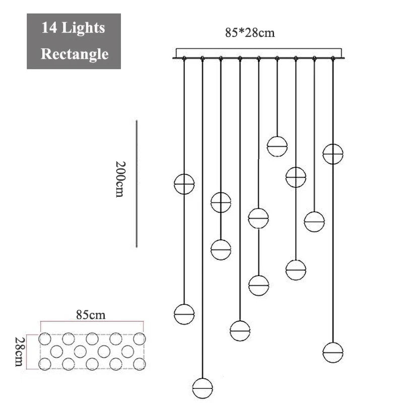 Round/Rectangular/Square Crystal Led Chandelier Modern Spiral Loft Staircase Living Room Bedroom Villa Decorative Hanging Light