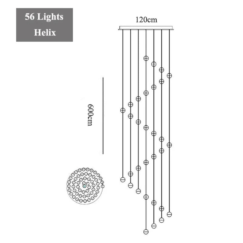 Round/Rectangular/Square Crystal Led Chandelier Modern Spiral Loft Staircase Living Room Bedroom Villa Decorative Hanging Light