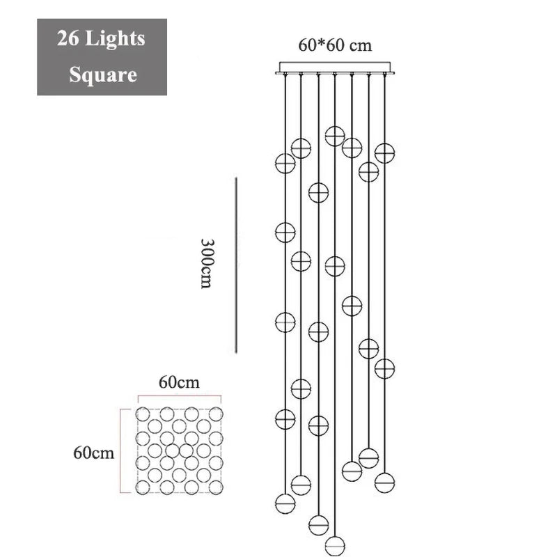 Round/Rectangular/Square Crystal Led Chandelier Modern Spiral Loft Staircase Living Room Bedroom Villa Decorative Hanging Light