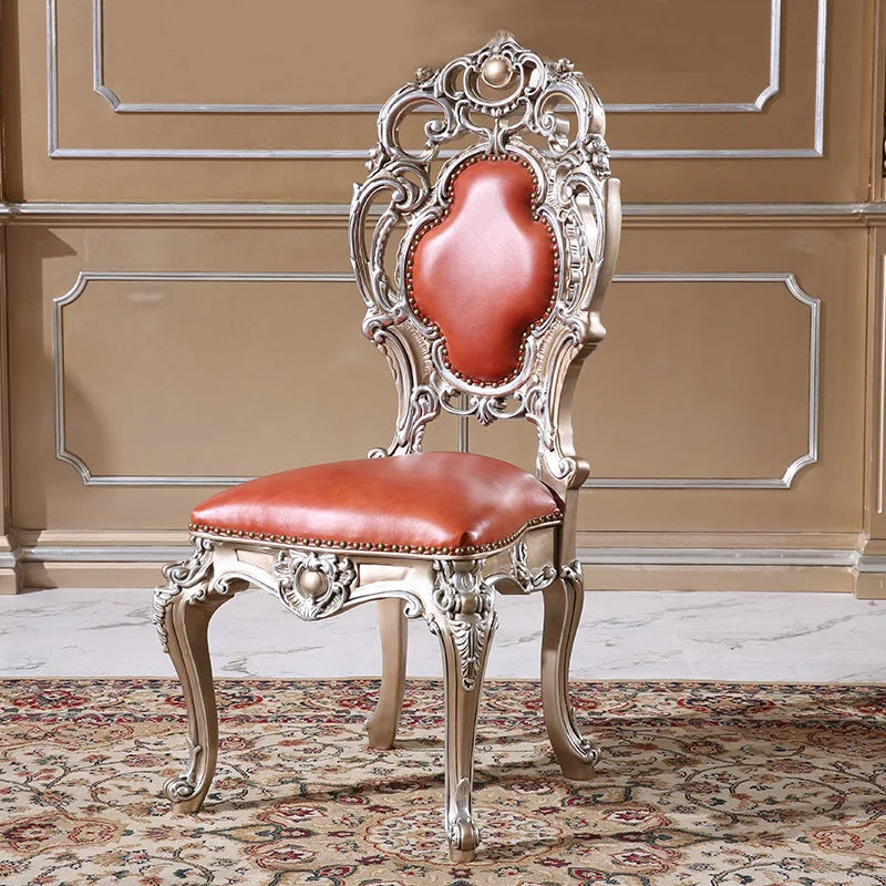 Round dining table and chairs, new classical European style solid wood villa furniture, 1.8M dining table