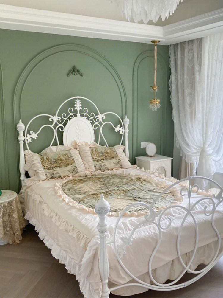 Rustic Princess Bed 1.5m Children Light Luxury Girl Cloud Wrought Iron Vintage Bed