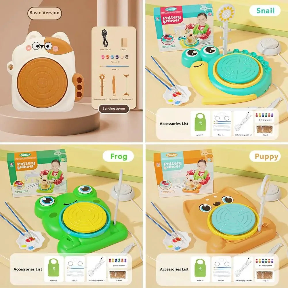 MMOOKA MMOOKA Kids Pottery Wheel Cartoon Animal Pottery Wheels Kids Craft Toys Modeling Clay Included Creative Pottery For Boys Girls KidsMMOOKA.COM