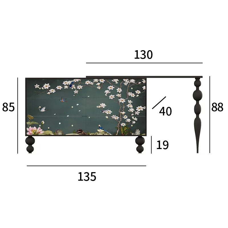 MMOOKA New Chinese Classical Flower and Bird Bedroom Installation-Free Storage Curio Cabinet Home Storage Entrance Cabinet