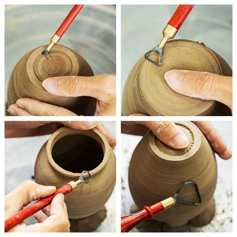 MMOOKA MMOOKA Double-head Trimming Scraper Tungsten Steel Ring-shaped Wooden Handle Sculpture Trimming Ceramic Texture Carving Pottery ToolsMMOOKA.COM
