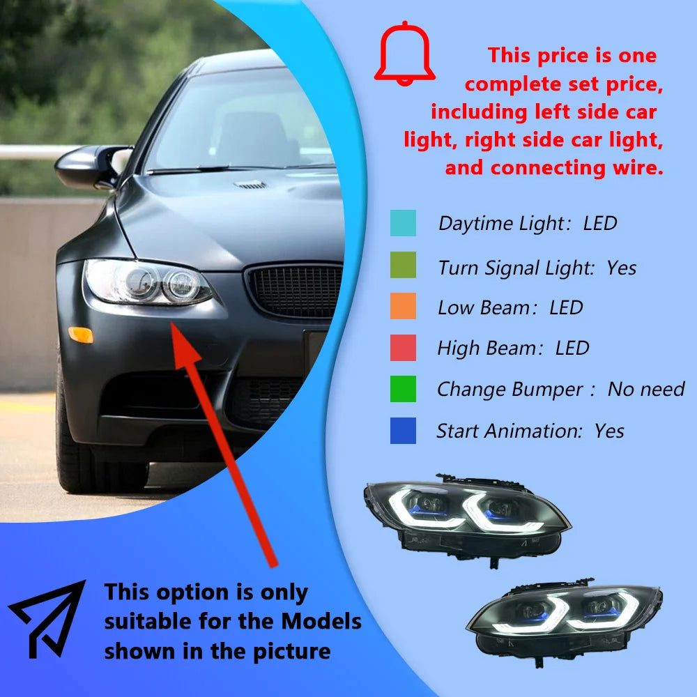 ANTNX For Bmw 3 Series E92 E93 320I 325I M3 2007-2010 Led Auto Headlight Assembly Upgrade Yellow Drl Projector Lens Car Accessories ANTNX.COM