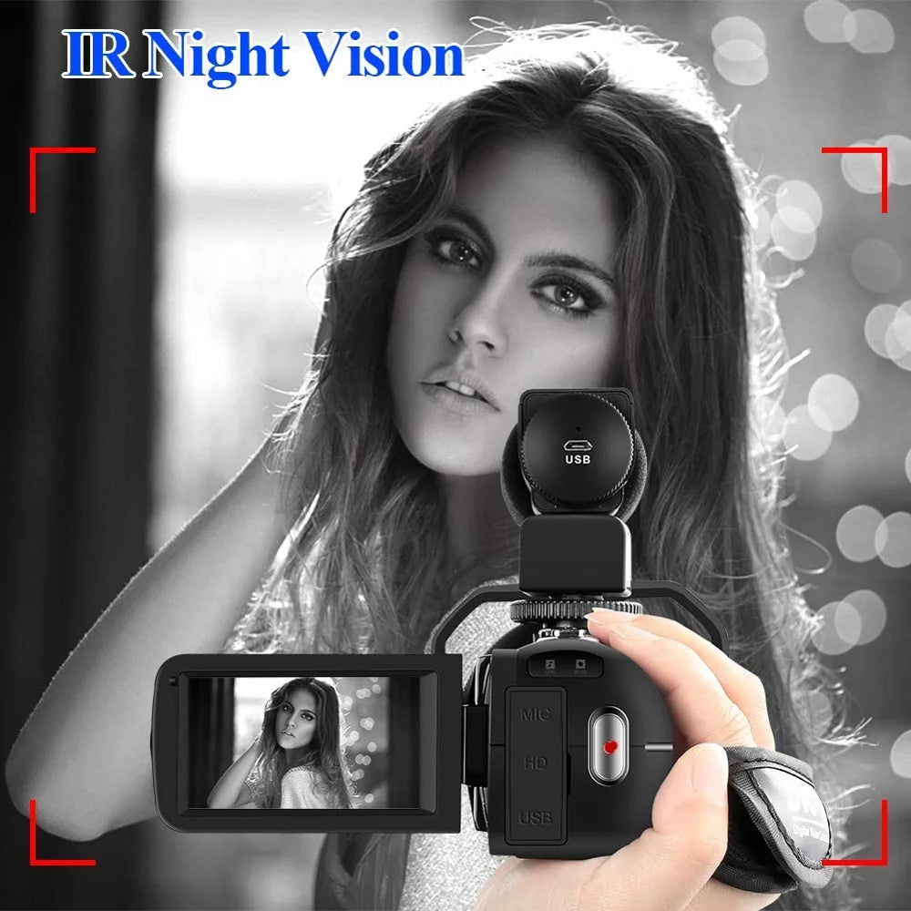 MMOOKA 2025 Outdoor Video Camcorder WiFi IR Night Vision 56MP Fill Light Touch Vlogging For Tiktok Youbute Webcam Camera Recorder