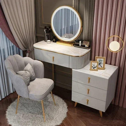 MMOOKA Nordic dressing table small apartment bedroom multi-functional modern minimalist light luxury paint makeup table dresser vanity