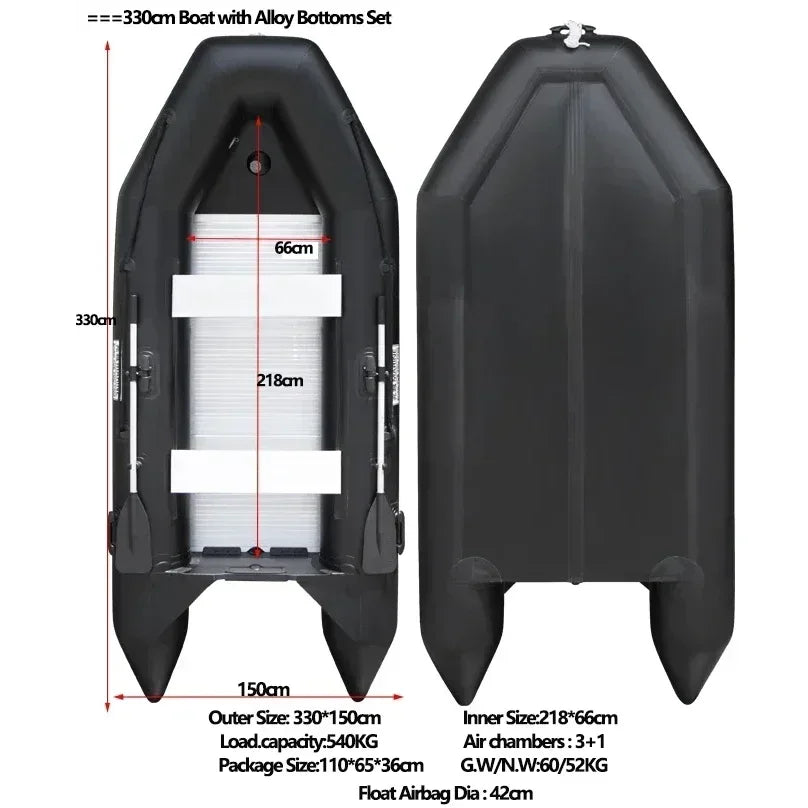 MMOOKA 2.3~3.8m Inflatable Boat with Alloy Bottoms Set 1.2mm Thicken PVC Assault Boat V Shape Keel Boat Bottoms LUYA Fishing Boats Set
