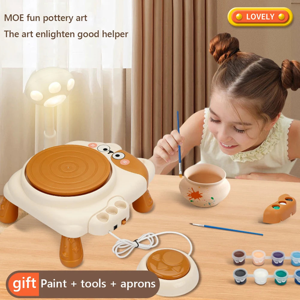 MMOOKA Kids Pottery Wheel Kit Cute Animal USB Powered Art Set for Creative DIY Crafting with Tools Birthday Gift for Ages 3 and UpMMOOKA.COM