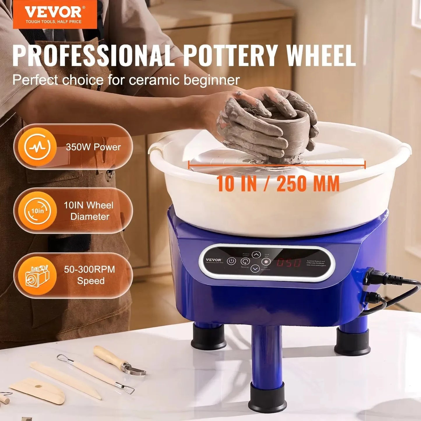 MMOOKA MMOOKA VEVOR Pottery Wheel Machine 10in Ceramic Wheel Foot Pedal Touch Screen 350W 3Leg Blue for Ceramic Working Forming DIY Art CraftMMOOKA.COM