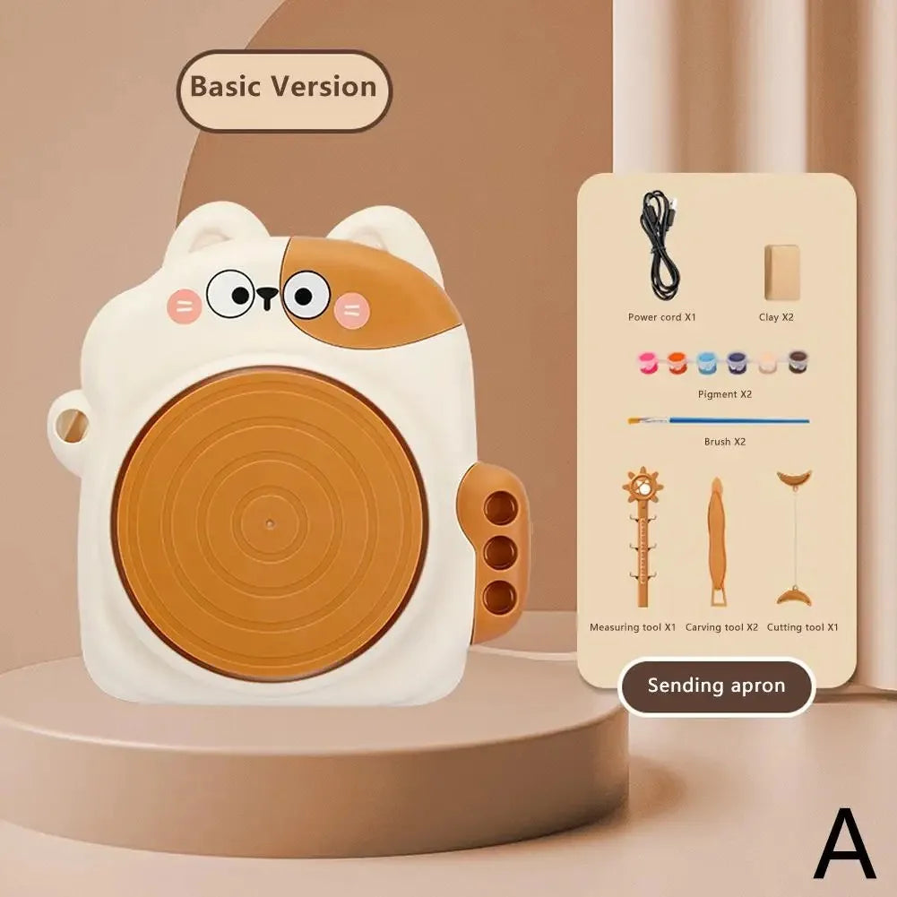 MMOOKA MMOOKA Kids Pottery Wheel Cartoon Animal Pottery Wheels Kids Craft Toys Modeling Clay Included Creative Pottery For Boys Girls KidsMMOOKA.COM