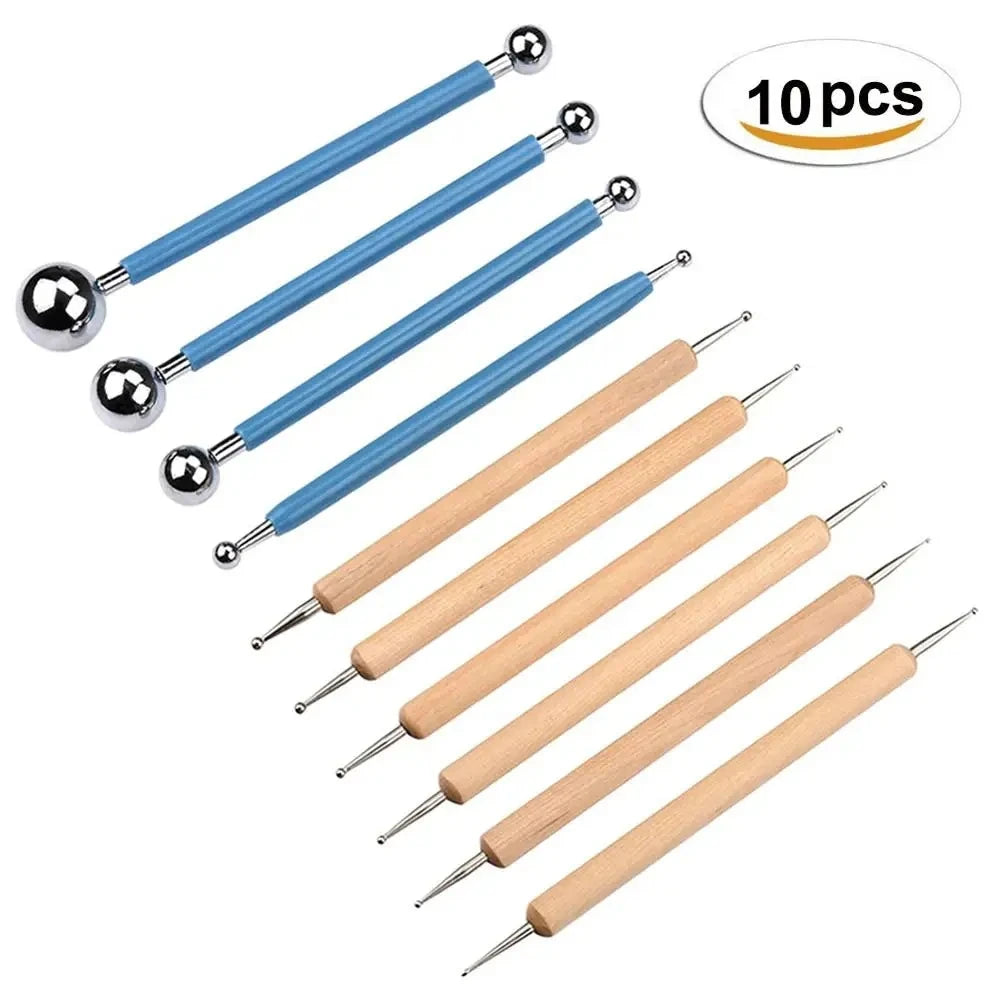 MMOOKA Polymer Modeling Clay Sculpting Tools Dotting Pen Ball Stylus, Pottery Ceramic Clay Indentation Tools Set for DIY Nail Art CraftMMOOKA.COM