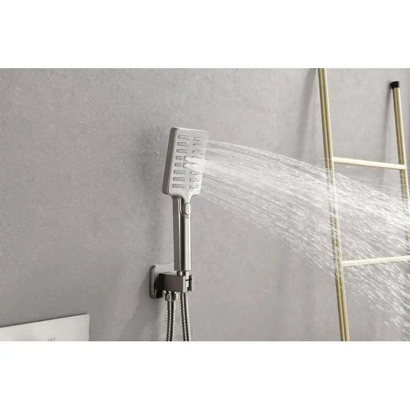 Wall-Mounted Waterfall Rain Shower System with 3 Body Sprays & Handheld Showerhead for Ultimate Bathing Experience