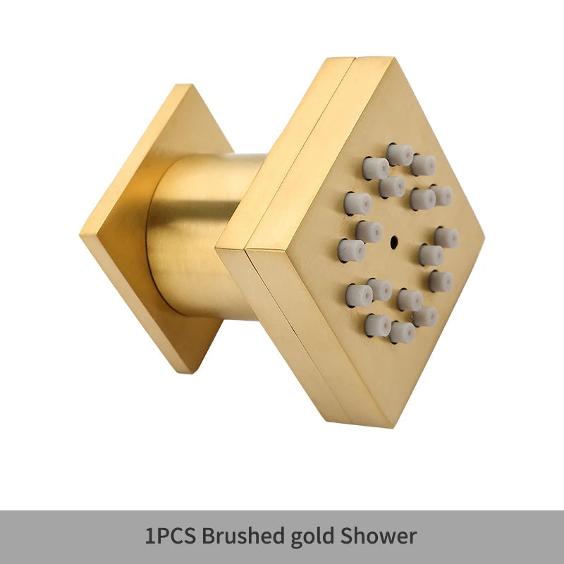MMOOKA Black Square Body Rain Shower Spray Jets Bathroom Solid Brass Head Sprayer Set Saving Water Massage Jet System MMOOKA.COM
