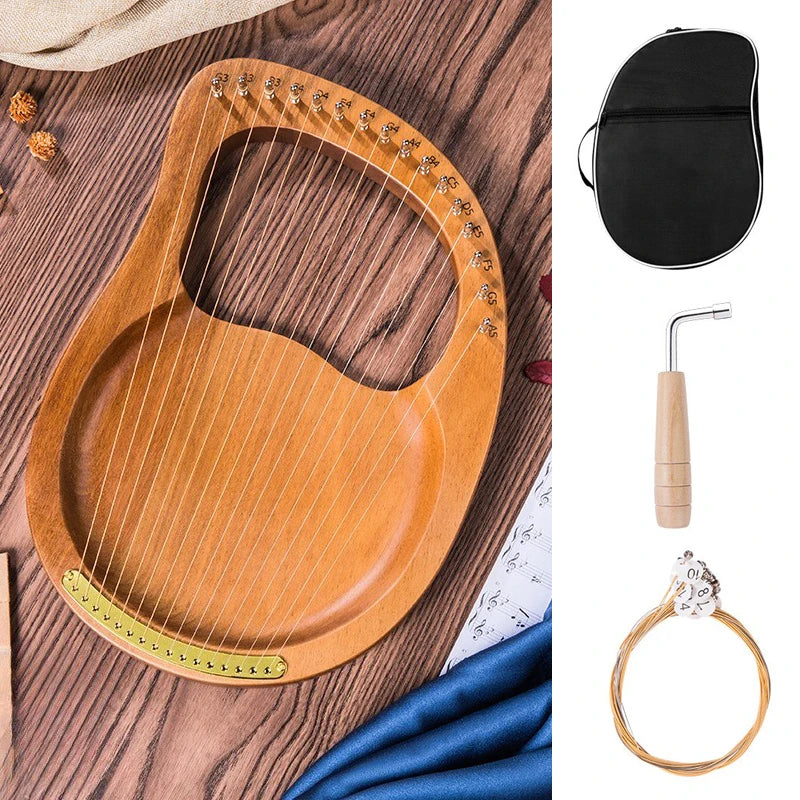 Portable Lyre Harp Professional Adult Beginners Harps Sound Therapy Mahogany Harp Traditional Small Stringed Musical Instruments