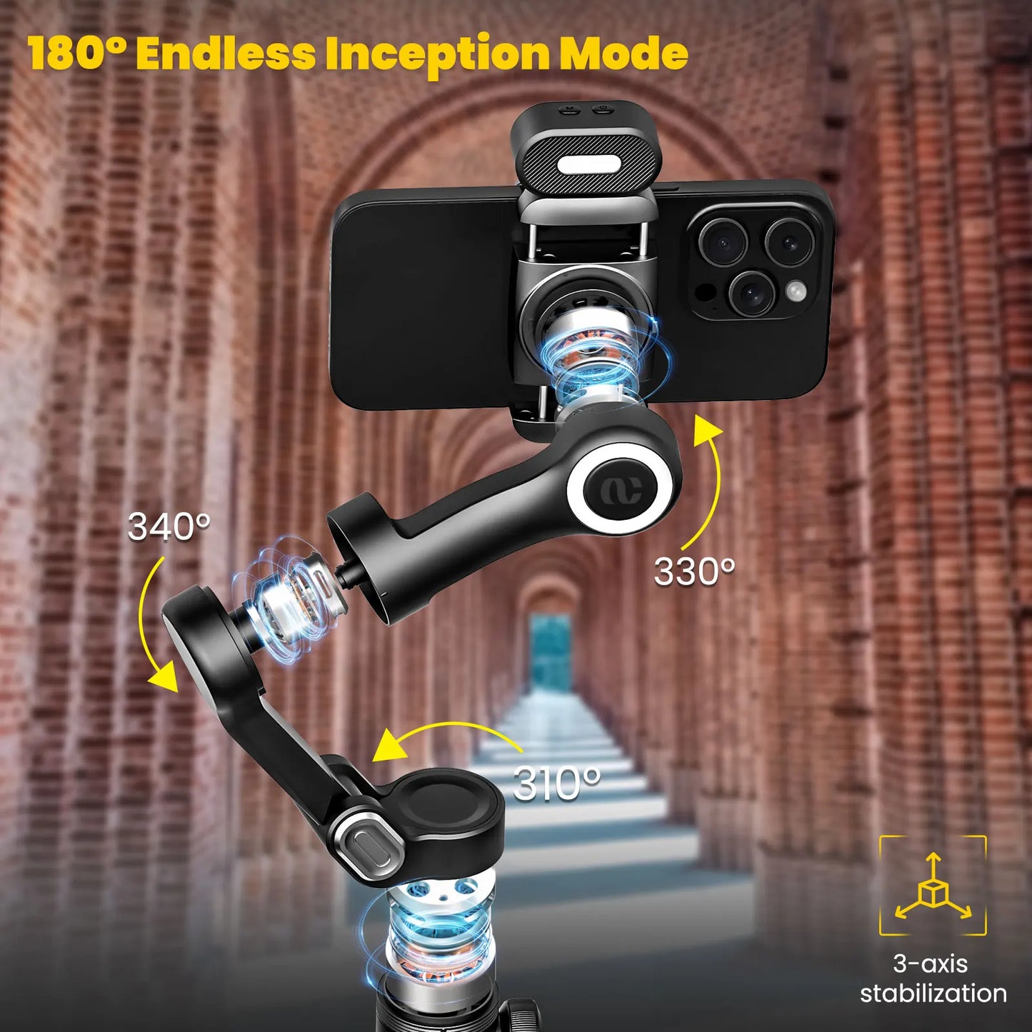 MMOOKA AOCHUAN Smart Xpro Combo Black 3-Axis Phone Gimbal Stabilizer With 73cm Extension and RGB Magnetic Light OLED Display Gimbal