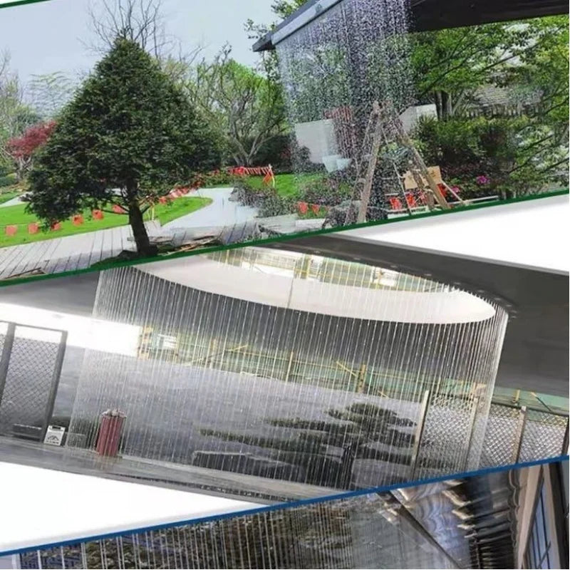 ANTNX Custom. Curtain of Rain Stainless Steel Waterfall Outlet Rockery Flowing Overlapping Curtain Wall Running Wate ANTNX.COM