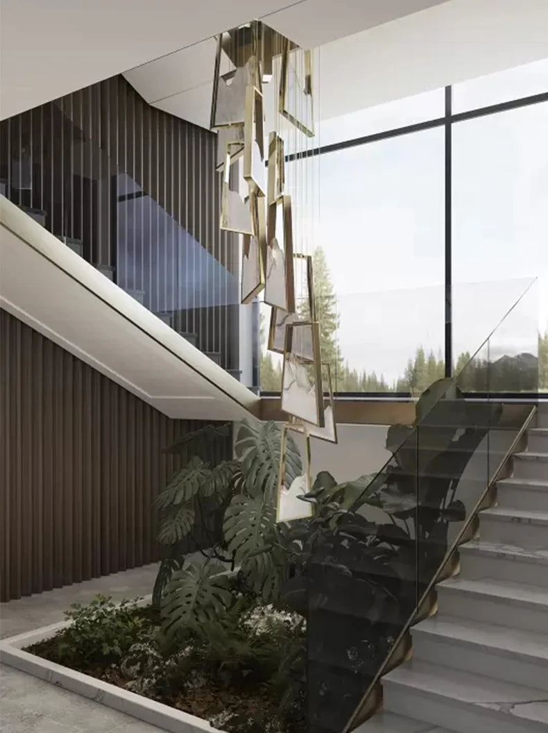 Simple marble chandelier duplex building villa living room hotel lobby modern duplex building lighting