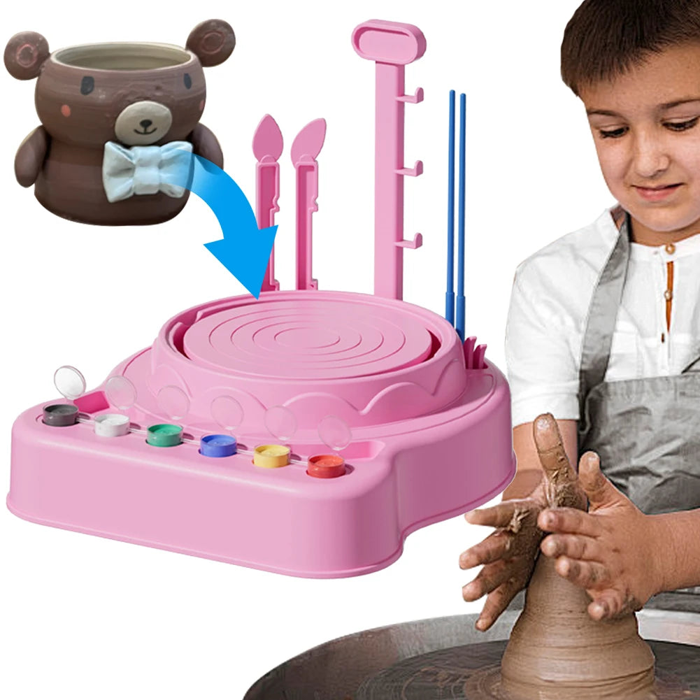 MMOOKA MMOOKA Kids Mini Pottery Machine Wheel Kit Electric Pottery Clay Wheel Educational Child-Safe Handicraft Gifts for Kids Aged 8-12MMOOKA.COM