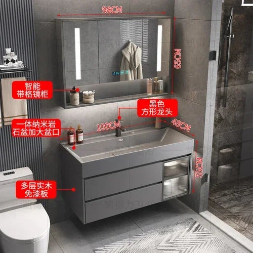 MMOOKA Multipurpose Narrow Bathroom Cabinets Makeup Organizer Makeup Bathroom Cabinets Mirror with Light Banheiro Furniture YX50BC