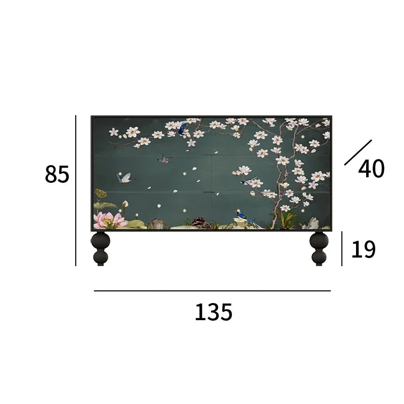 MMOOKA New Chinese Classical Flower and Bird Bedroom Installation-Free Storage Curio Cabinet Home Storage Entrance Cabinet