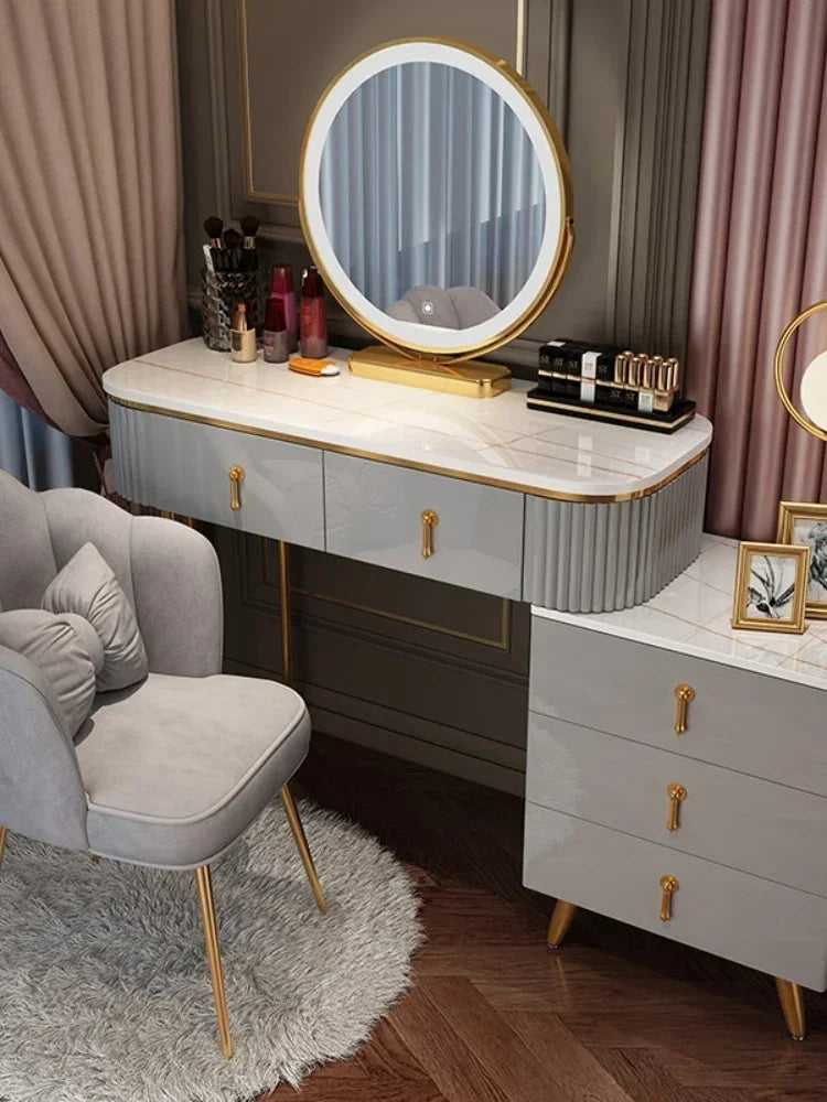 MMOOKA Nordic dressing table small apartment bedroom multi-functional modern minimalist light luxury paint makeup table dresser vanity