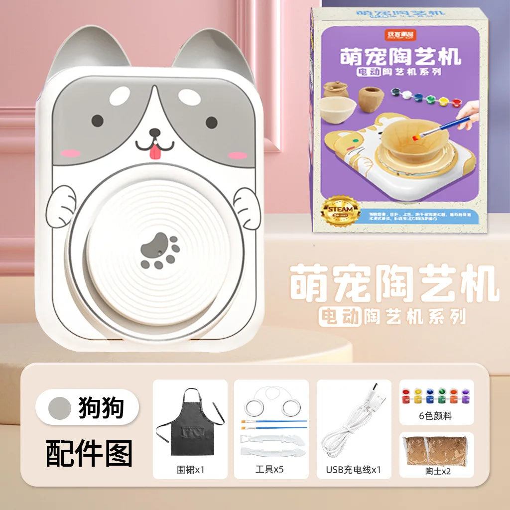MMOOKA MMOOKA Cute Pet Pottery Machine Toy Children's Handmade DIY Electric Non Burning Clay Pulling Tool Set Anti Drop Material WearMMOOKA.COM