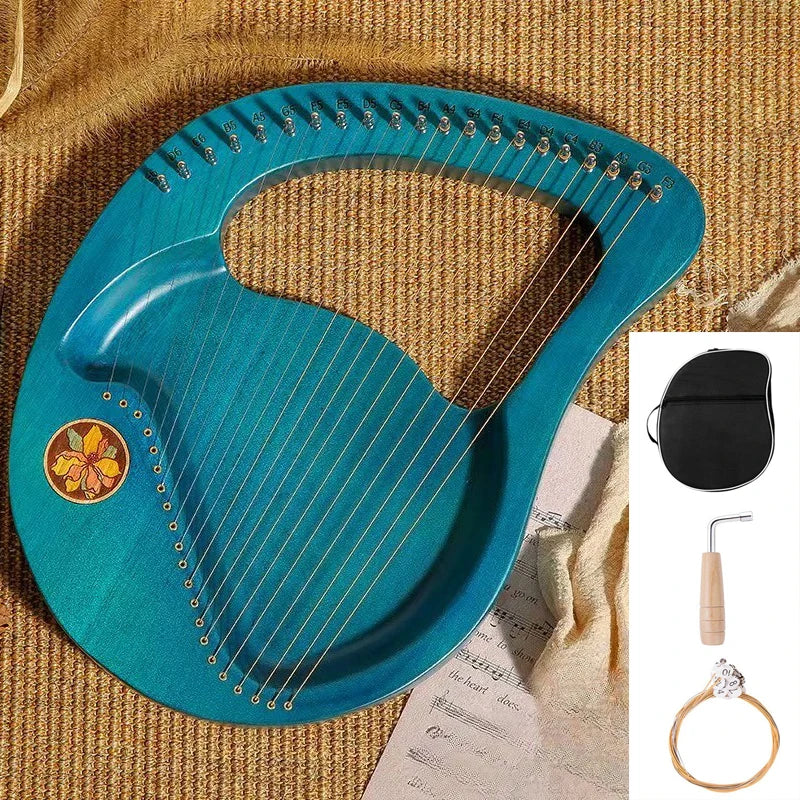 Portable Lyre Harp Professional Adult Beginners Harps Sound Therapy Mahogany Harp Traditional Small Stringed Musical Instruments