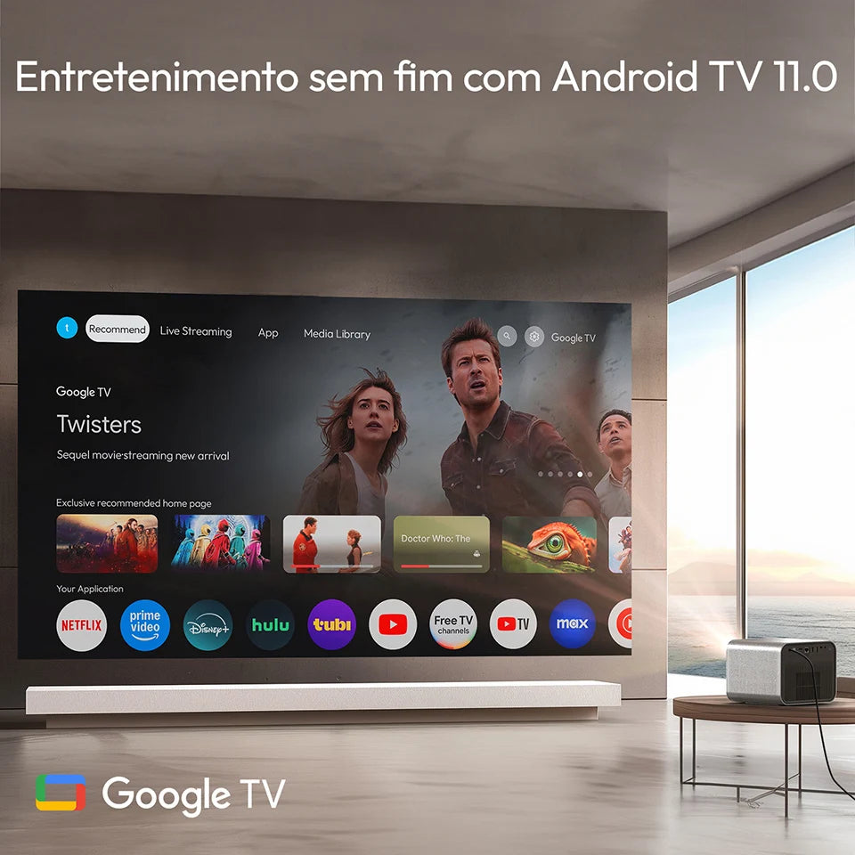 ANTNX BYINTEK R90 Max Full HD 1080P Projector 4K DLP 2200 ANSI Lumens Android TV 11.0 3D 4K Supported Smart Home Theater Projector ANTNX.COM
