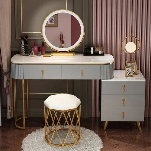 MMOOKA Nordic dressing table small apartment bedroom multi-functional modern minimalist light luxury paint makeup table dresser vanity