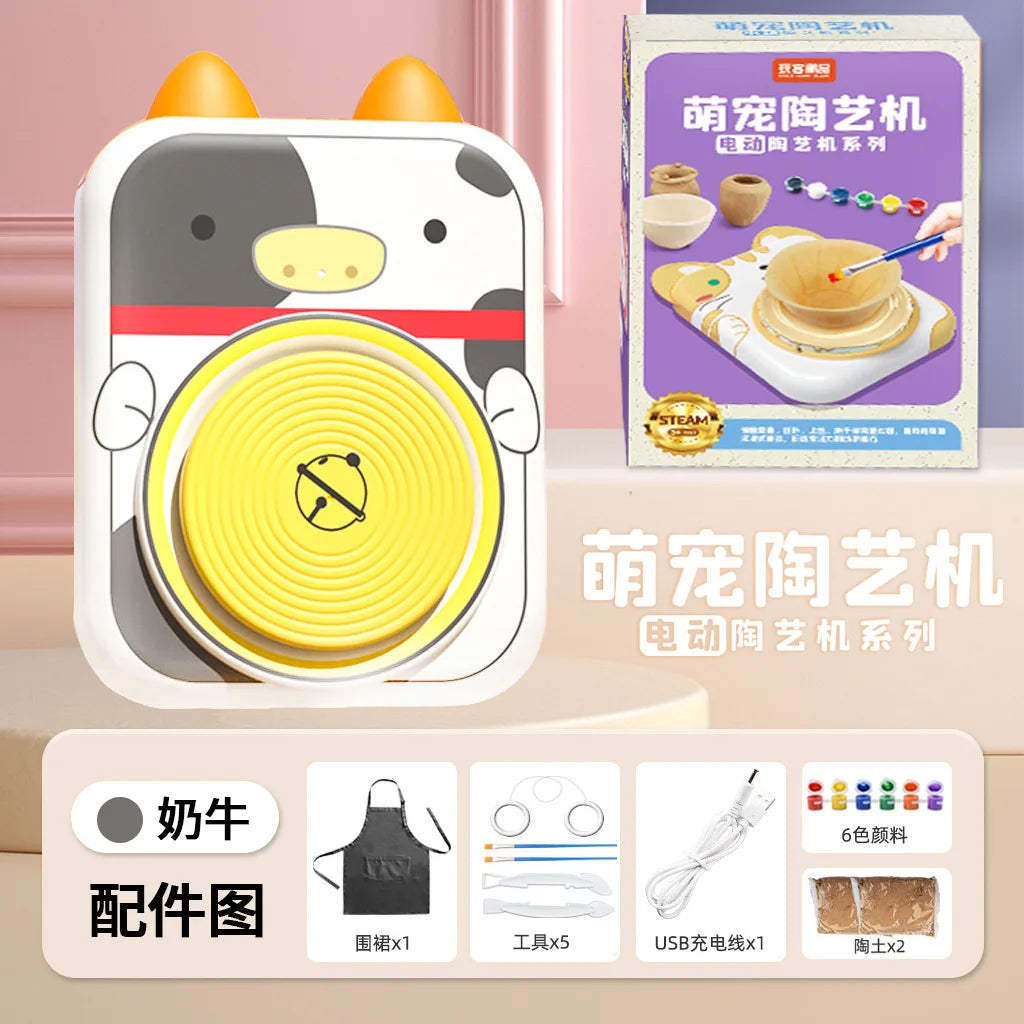 MMOOKA MMOOKA Cute Pet Pottery Machine Toy Children's Handmade DIY Electric Non Burning Clay Pulling Tool Set Anti Drop Material WearMMOOKA.COM
