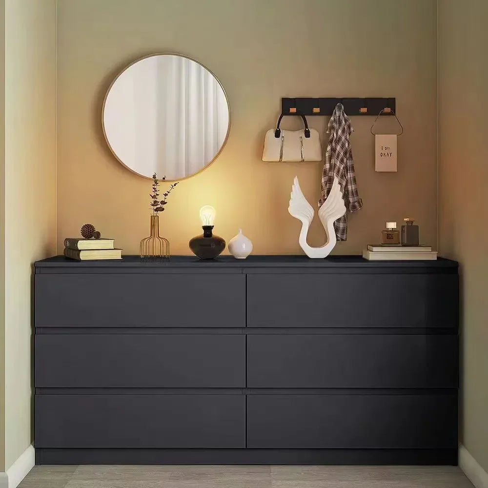 MMOOKA Cosmetic Modern Table Corner Dressing Table Bedroom Modern Minimalist Desk Vanity One Light Luxury Premium Six-drawer Cabinet