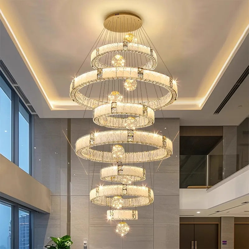 Modern home decoration crystal chandelier, stair Pendant lamp, living room Pendant lights, interior lighting