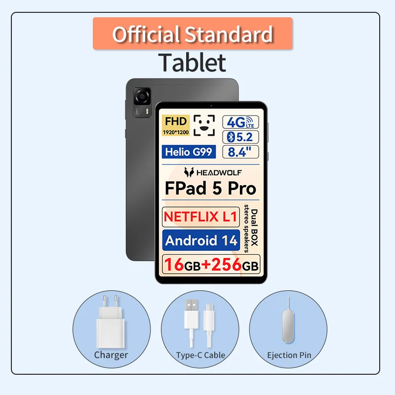 MMOOKA HEADWOLF FPad5/Pro Android 14 tablet 8.4 inch Max 16GB Ram 128GB/256GB ROM UFS2.1 Octa-core G99 Tablet PC Support WideVine L1