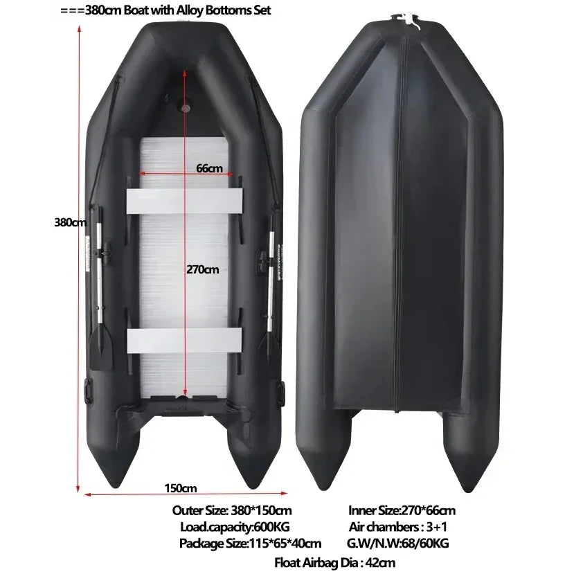 MMOOKA 2.3~3.8m Inflatable Boat with Alloy Bottoms Set 1.2mm Thicken PVC Assault Boat V Shape Keel Boat Bottoms LUYA Fishing Boats Set