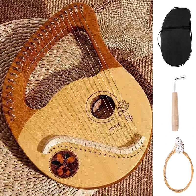 Portable Lyre Harp Professional Adult Beginners Harps Sound Therapy Mahogany Harp Traditional Small Stringed Musical Instruments