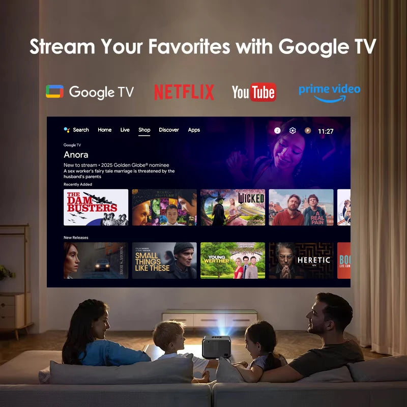 ANTNX CAIWEI A6G Android 14 UHD 4K Projector 1080P Google Certified Smart TV WiFi 6 Auto Focus Home Cinema Video Projectors for Movies ANTNX.COM