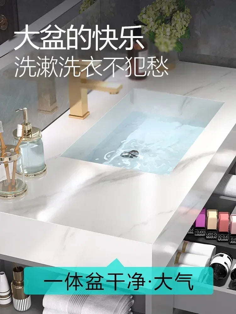 MMOOKA Household Bathroom Cabinet Integrated Basin Modern Light Luxury Furniture Washbasin Nordic Minimalist Shower Room Combination