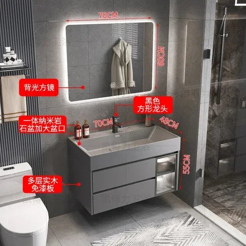 MMOOKA Multipurpose Narrow Bathroom Cabinets Makeup Organizer Makeup Bathroom Cabinets Mirror with Light Banheiro Furniture YX50BC