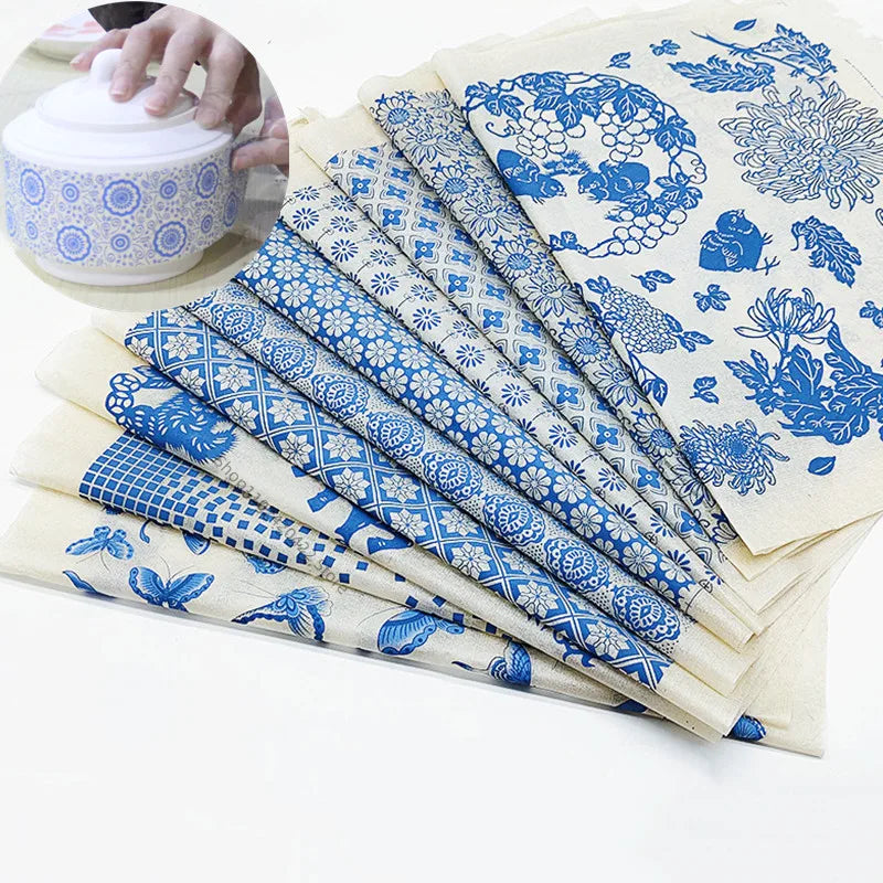 MMOOKA 1PCS New Pottery Ceramics Clay Transfer Paper Glaze Underglaze Flower Paper Jingdezhen Blue and White Porcelain Decal PaperMMOOKA.COM