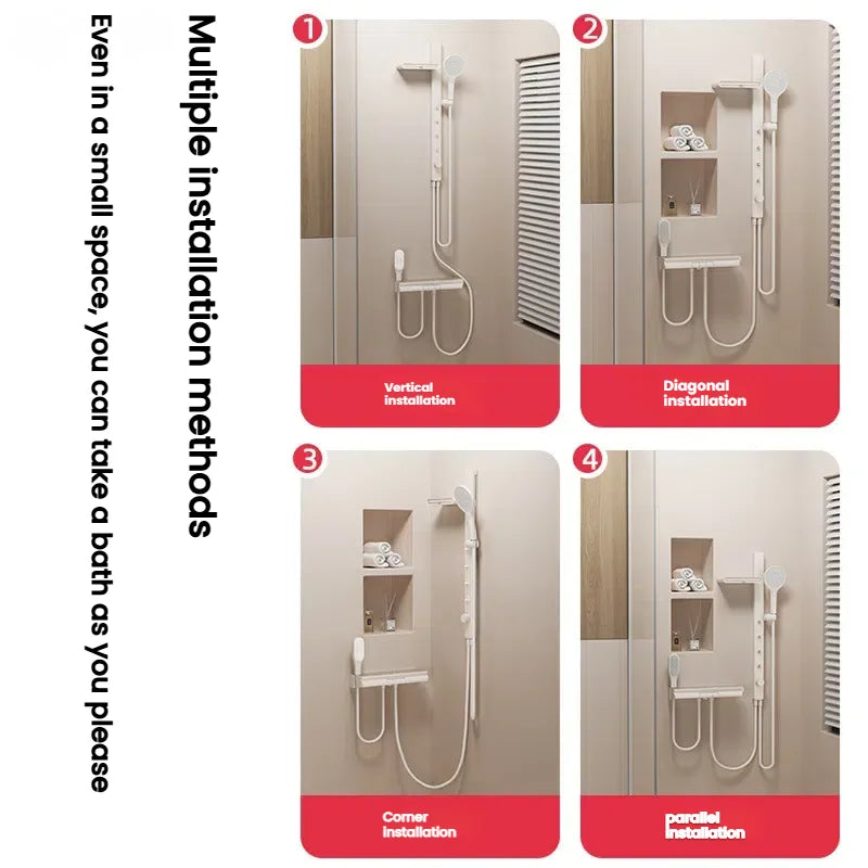 MMOOKA Shower System Set Milk White Bathroom Split Shower Multifunction Shoulder Waist Spouts Household Pressurized Shower Set MMOOKA.COM