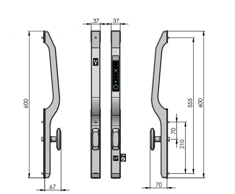 Tuya Wifi Push Pull Biometric Fingerprint Intelligent Digital Smart Door Lock