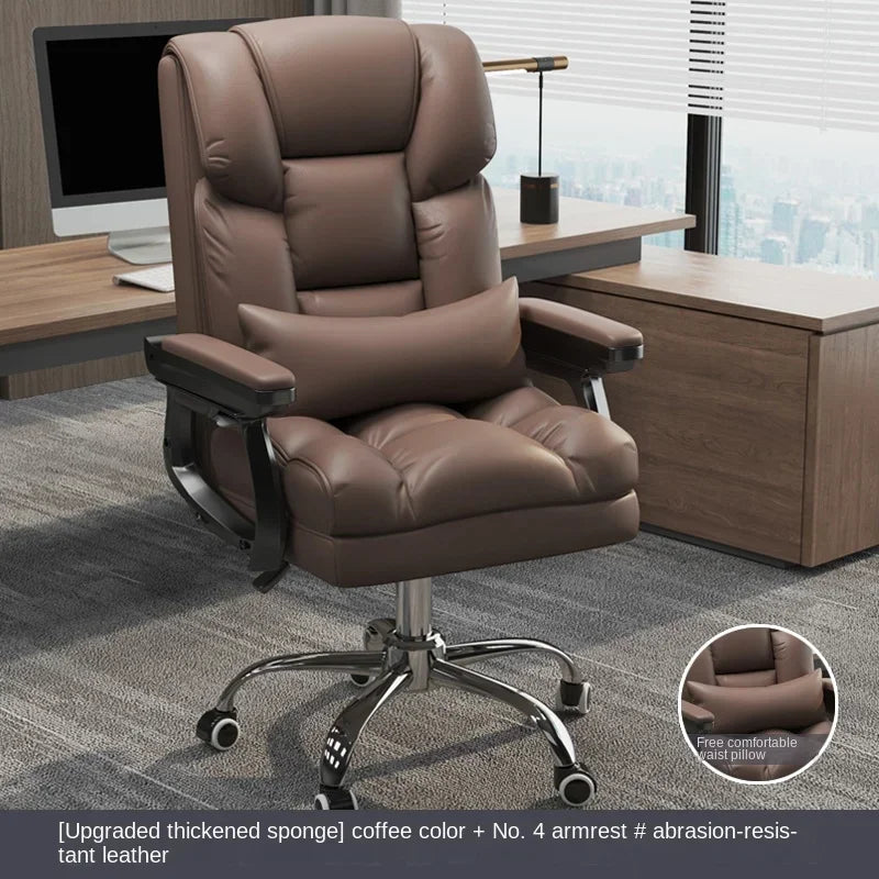 MMOOKA Rolling Leather Office Chairs Work Kneeling Gaming Nordic Office Chairs Comfy Arm Reading Chaise De Bureau Furnitures Wrx