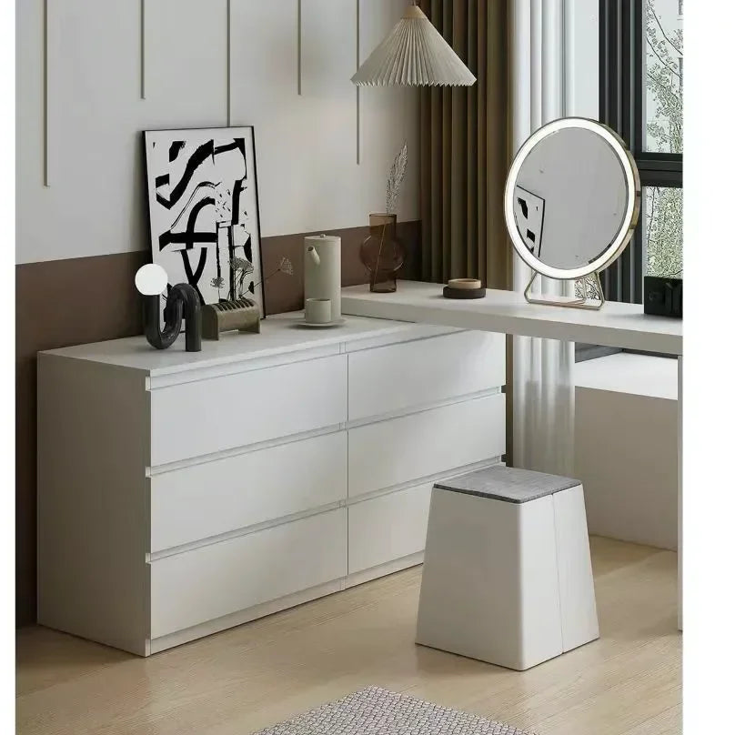 MMOOKA Cosmetic Modern Table Corner Dressing Table Bedroom Modern Minimalist Desk Vanity One Light Luxury Premium Six-drawer Cabinet