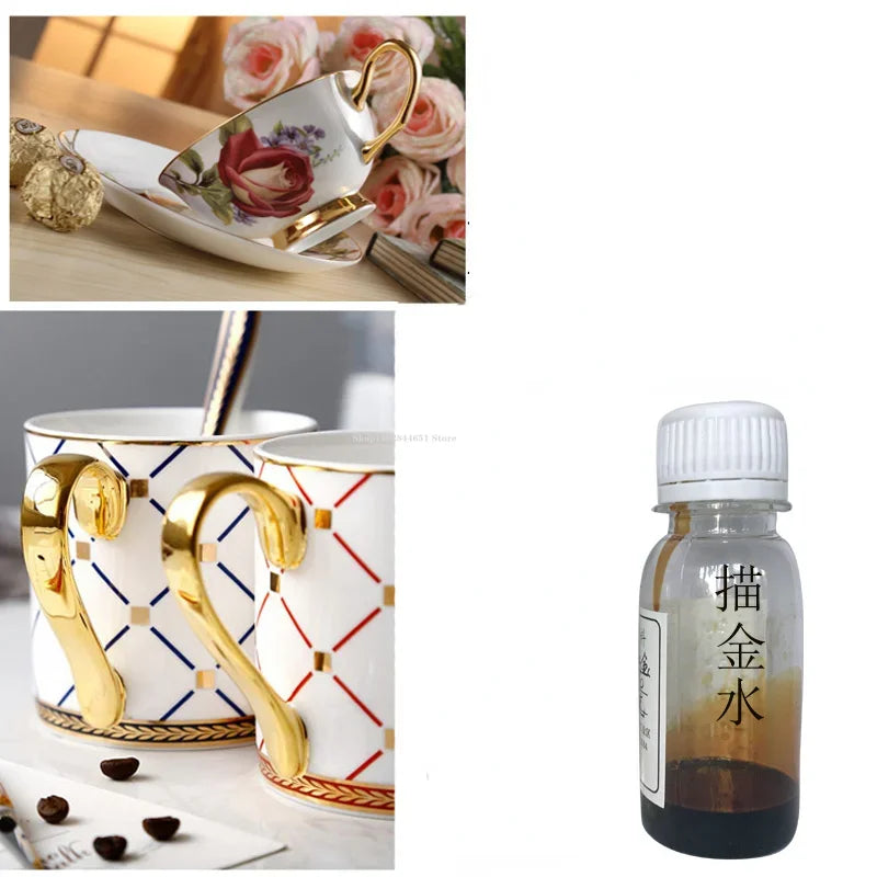 MMOOKA MMOOKA 10g/bottle Ceramic Gold Water 4%-12% Content Metal Pigments DIY Pottery Craft Products Enamel Depiction Gold Decorative PaintMMOOKA.COM